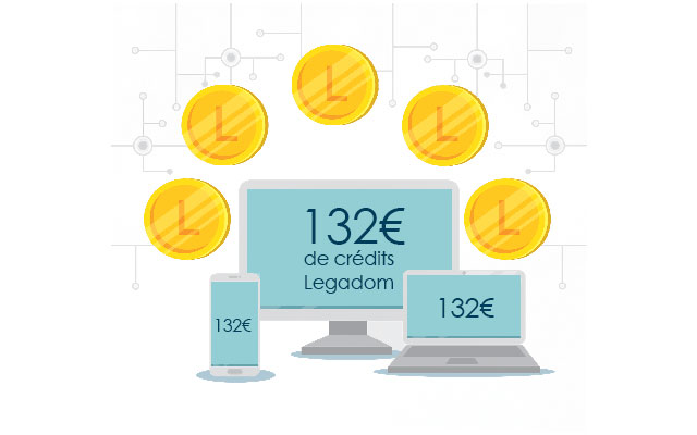 Commande 132€ de crédits Legadom en ligne pour les DOM - Martinique, Gaudeloupe, Guyane